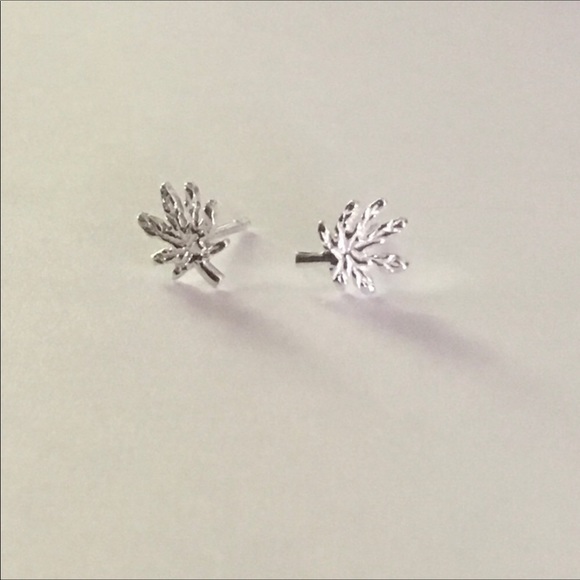Sterling Silver Marijuana Plant Studs - Picture 6 of 7